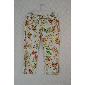 Disney Women's 6 Alice Through The Looking Glass White Floral Print Capris
